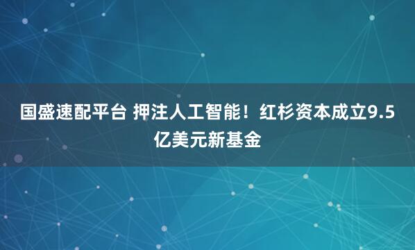 国盛速配平台 押注人工智能！红杉资本成立9.5亿美元新基金