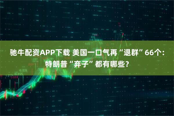 驰牛配资APP下载 美国一口气再“退群”66个：特朗普“弃子”都有哪些？