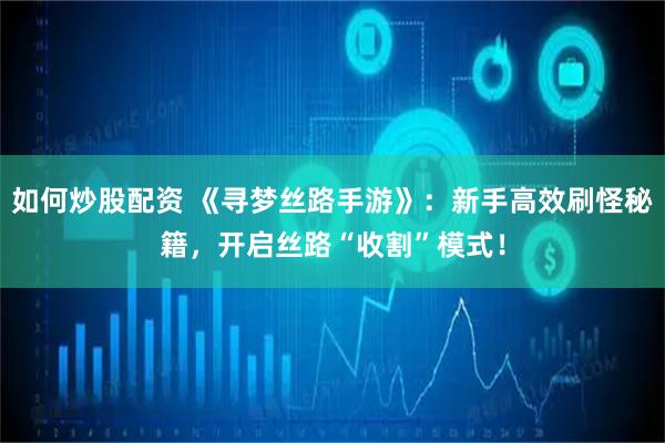 如何炒股配资 《寻梦丝路手游》：新手高效刷怪秘籍，开启丝路“收割”模式！
